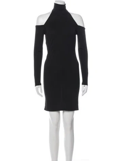 Pre-owned Donna Karan Off-the-shoulder Knee-length Dress In Black