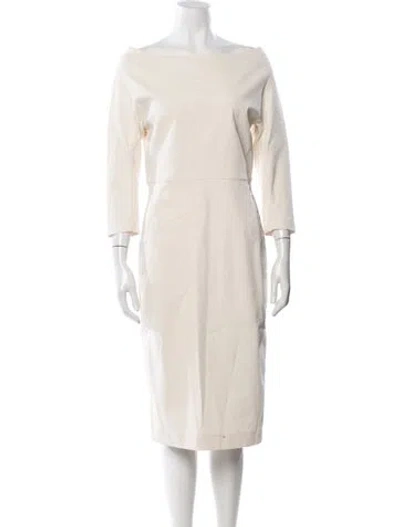 Pre-owned Donna Karan Off-the-shoulder Knee-length Dress In Neutral