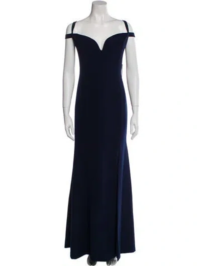 Pre-owned Donna Karan Off-the-shoulder Long Dress In Blue