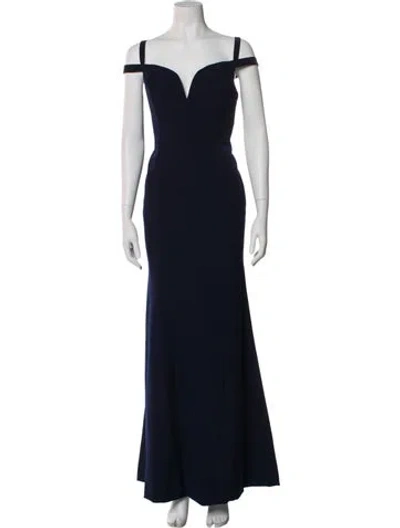 Pre-owned Donna Karan Off-the-shoulder Long Dress W/ Tags In Blue