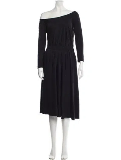 Pre-owned Donna Karan Off-the-shoulder Midi Length Dress In Black