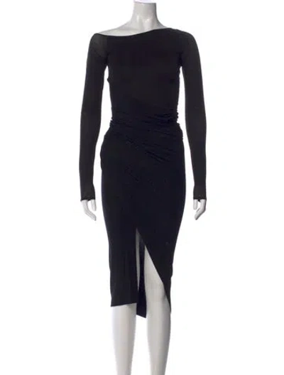 Pre-owned Donna Karan Off-the-shoulder Midi Length Dress In Black