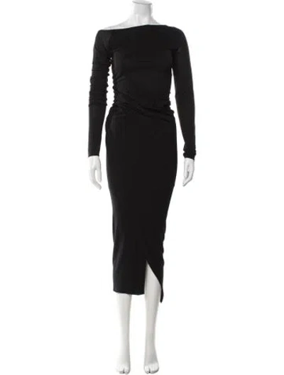 Pre-owned Donna Karan Off-the-shoulder Midi Length Dress In Black
