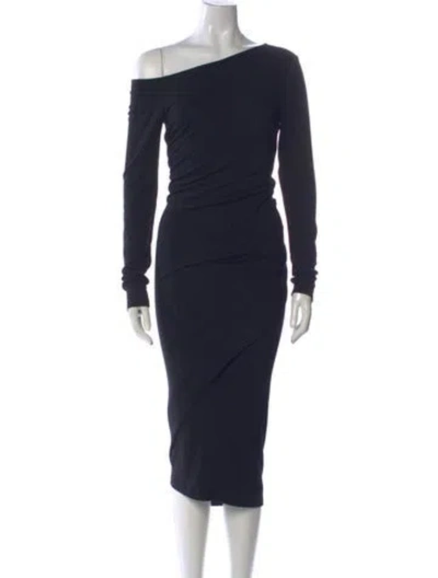 Pre-owned Donna Karan Off-the-shoulder Midi Length Dress In Blue