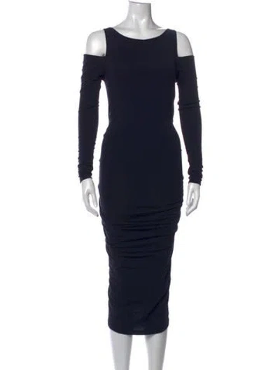 Pre-owned Donna Karan Off-the-shoulder Midi Length Dress In Blue