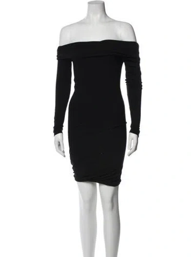 Pre-owned Donna Karan Off-the-shoulder Mini Dress In Black