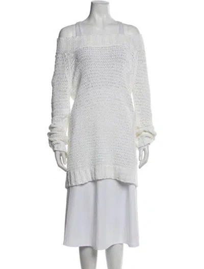 Pre-owned Donna Karan Off-the-shoulder Sweater In Neutral