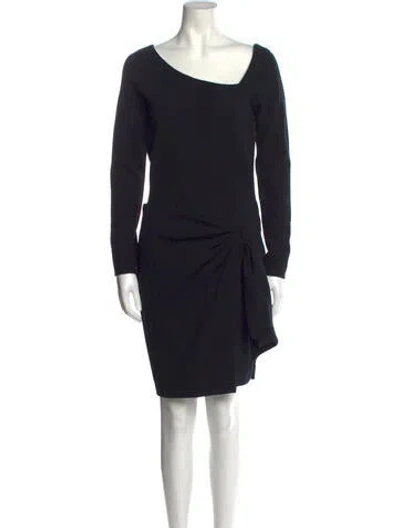 Pre-owned Donna Karan One-shoulder Knee-length Dress In Black
