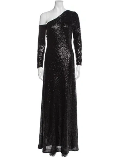 Pre-owned Donna Karan One-shoulder Long Dress In Black