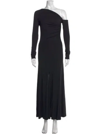 Pre-owned Donna Karan One-shoulder Long Dress In Black