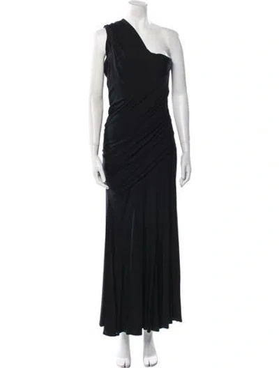 Pre-owned Donna Karan One-shoulder Long Dress In Blue