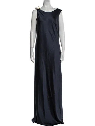 Pre-owned Donna Karan One-shoulder Long Dress In Blue