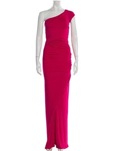 Pre-owned Donna Karan One-shoulder Long Dress In Red