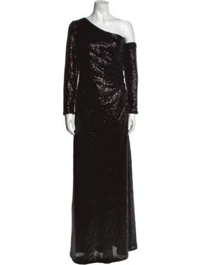 Pre-owned Donna Karan One-shoulder Long Dress W/ Tags In Black