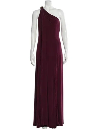 Pre-owned Donna Karan One-shoulder Long Dress W/ Tags In Burgundy