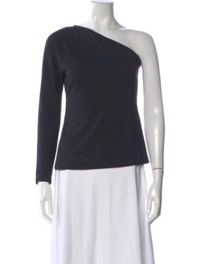 Pre-owned Donna Karan One-shoulder Long Sleeve Top In Blue