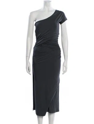 Pre-owned Donna Karan One-shoulder Midi Length Dress In Gray