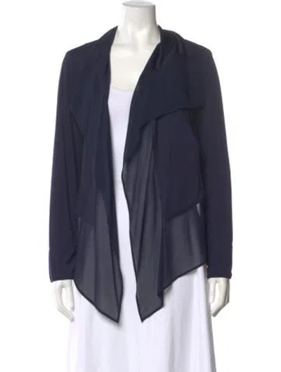 Pre-owned Donna Karan Open Front Long Sleeve Top In Blue