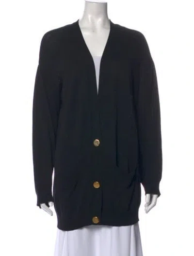 Pre-owned Donna Karan Open Front Sweater In Black