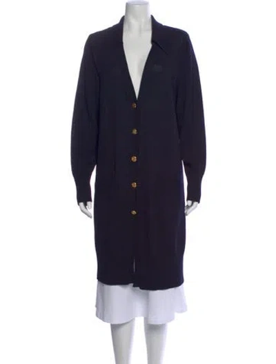 Pre-owned Donna Karan Open Front Sweater In Blue