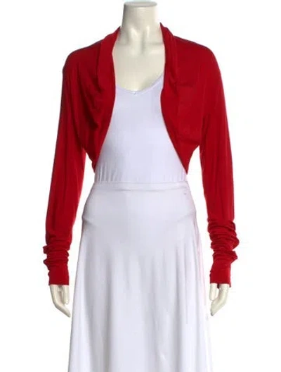 Pre-owned Donna Karan Open Front Sweater W/ Tags In Red