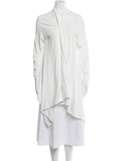 Pre-owned Donna Karan Open Front Sweater In White