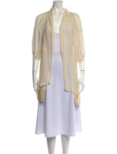 Pre-owned Donna Karan Open Front Three-quarter Sleeve Top In Neutrals