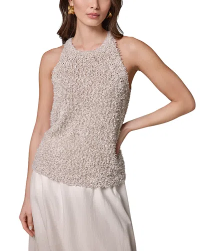 Donna Karan Paper Tape Halter Sweater Tank Top In Neutral