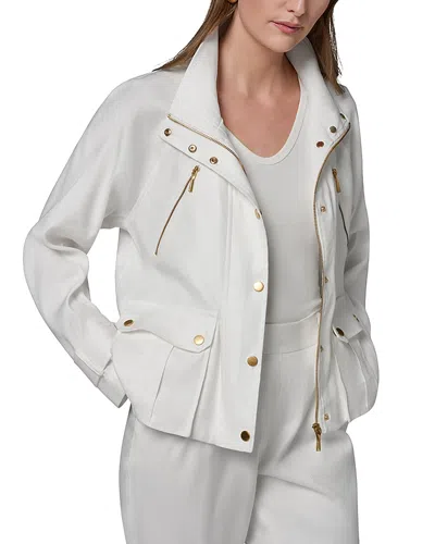 Donna Karan Patch Pocket Zip Jacket In White