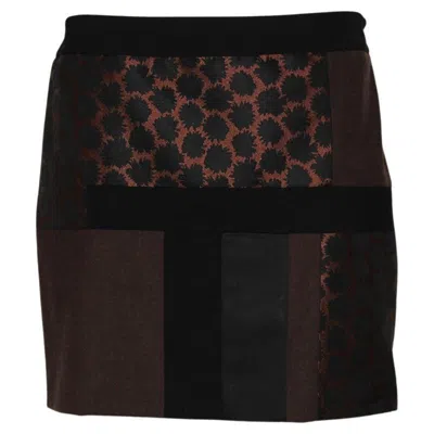 Pre-owned Donna Karan Patchwork Skirt Size 44 In Black