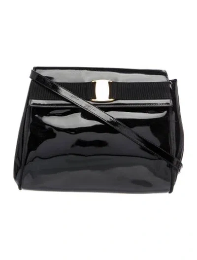 Pre-owned Donna Karan Patent Leather Crossbody Bag In Black