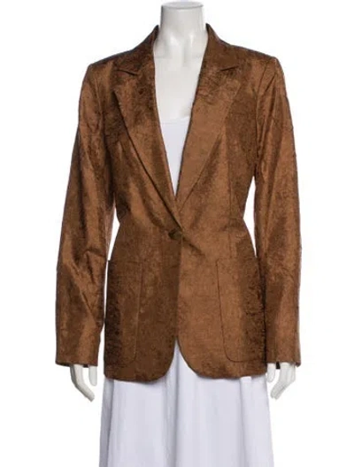 Pre-owned Donna Karan Patterned Blazer W/ Tags In Brown