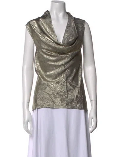 Pre-owned Donna Karan Patterned Cowl Neck Top In Neutral