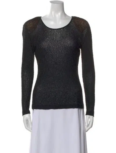 Pre-owned Donna Karan Patterned Crew Neck Top In Black