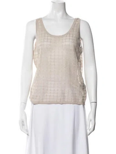 Pre-owned Donna Karan Patterned Crew Neck Top In Neutral