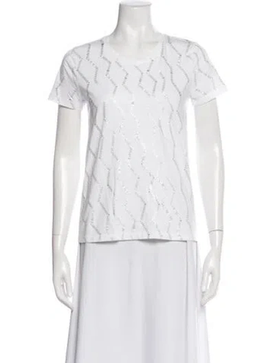 Pre-owned Donna Karan Patterned Crew Neck T-shirt In White