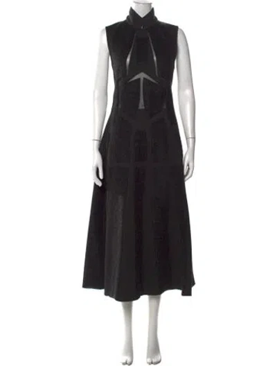 Pre-owned Donna Karan Patterned Midi Length Dress In Black