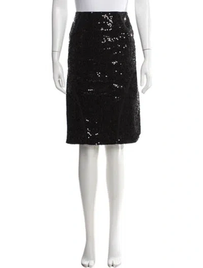 Pre-owned Donna Karan Patterned Midi Length Skirt In Black