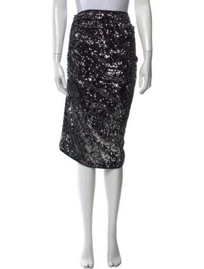 Pre-owned Donna Karan Patterned Midi Length Skirt In Black