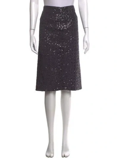 Pre-owned Donna Karan Patterned Midi Length Skirt In Gray