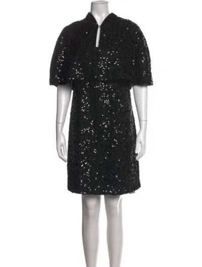 Pre-owned Donna Karan Patterned Mini Dress In Black