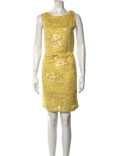 Pre-owned Donna Karan Patterned Mini Dress W/ Tags In Gold/metallic