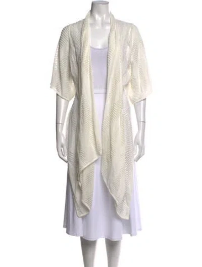 Pre-owned Donna Karan Patterned Open Front Sweater In Neutrals