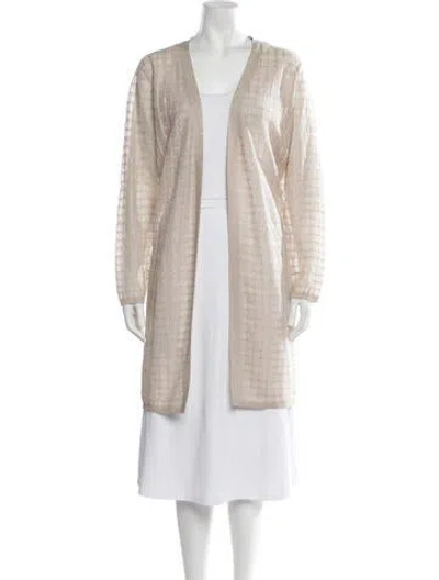 Pre-owned Donna Karan Patterned Open Front Sweater In Neutrals