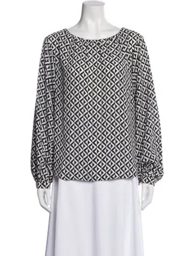 Pre-owned Donna Karan Patterned Scoop Neck Blouse In Multi