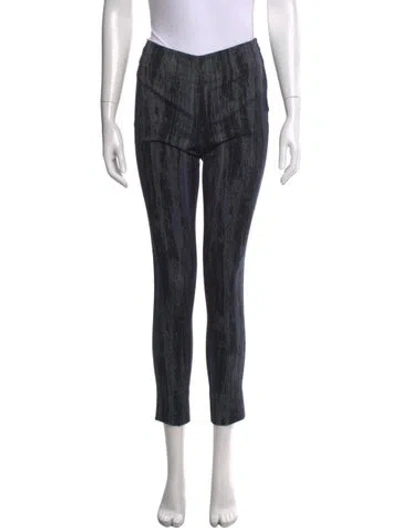 Pre-owned Donna Karan Patterned Skinny Leg Pants In Black