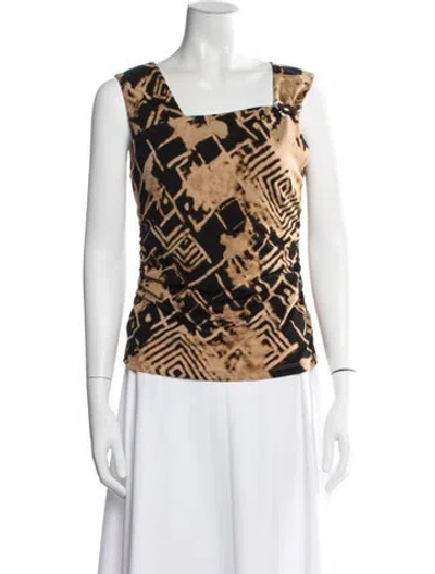 Pre-owned Donna Karan Patterned Square Neckline Top In Multi