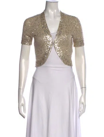 Pre-owned Donna Karan Patterned V-neck Sweater In Neutral