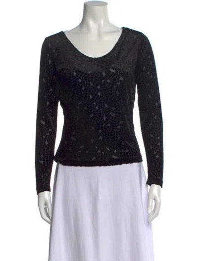 Pre-owned Donna Karan Patterned V-neck Top In Black