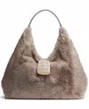 Donna Karan Percale Faux Fur Small Shoulder Bag With Croco Hardware Detail